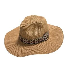 Do Everything In Love Wide Brim Straw Sun Hat with Woven Band –one size